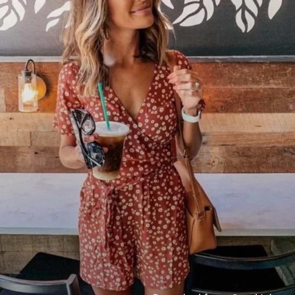 MADEWELL Wrap-Front Romper in Daisy Field 4